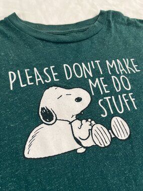 Peanuts Snoopy Graphic T-Shirt L Green Don't Make Me Do Stuff Tee